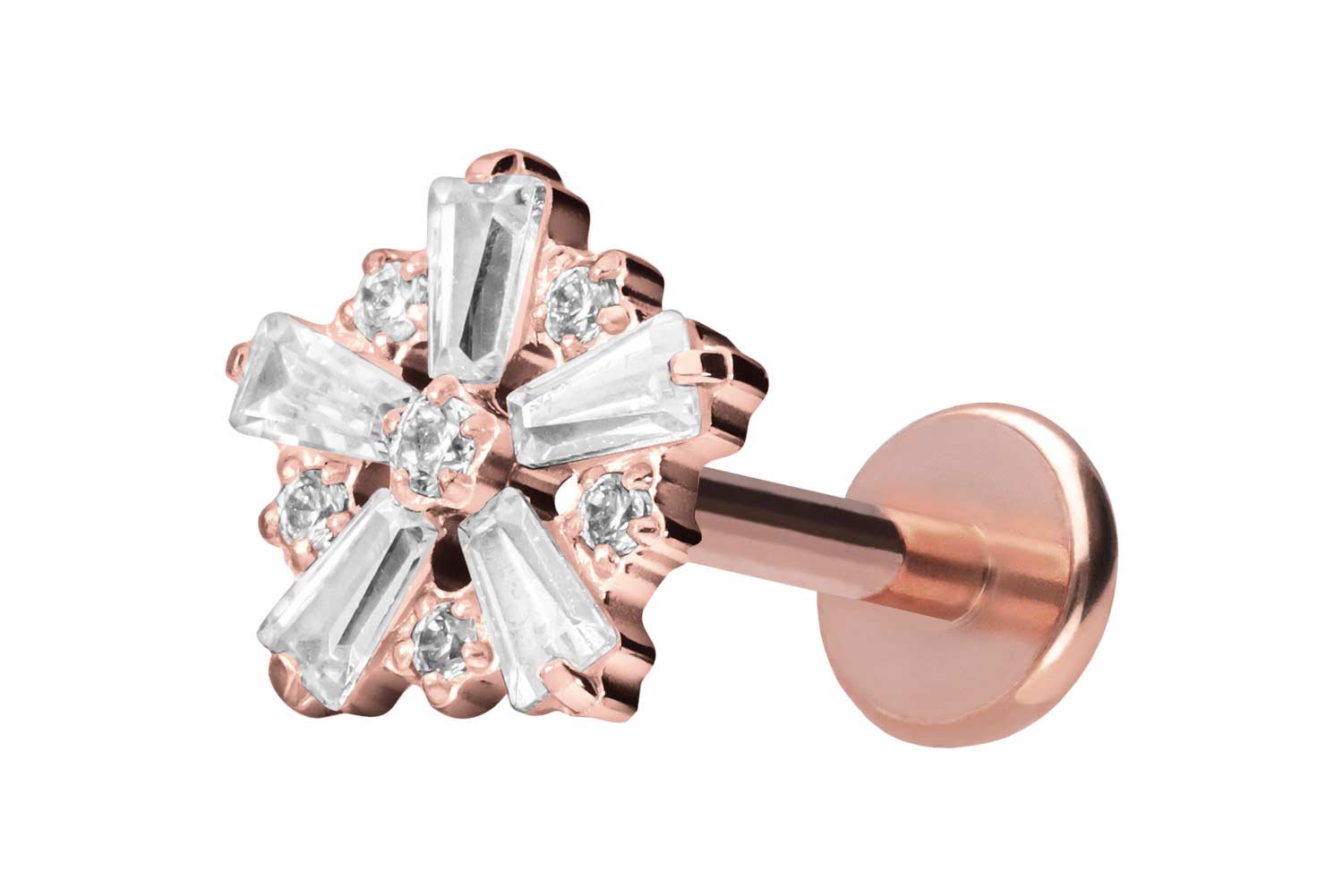 Titan Labret Piercing mit Push Fit SCHNEEFLOCKE